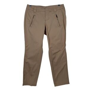 Coldwater Creek City Fit Pants P10 Tan Straight Leg Zipper Pockets Stretch